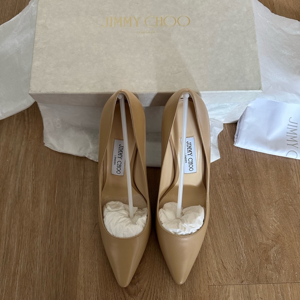 Jimmy Choo Romy 100 Kid Leather Size 38 nude